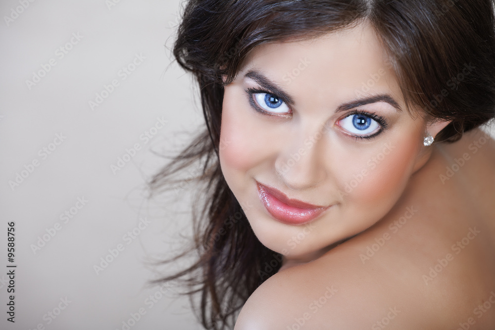 beautiful woman with brown hair, natural make-up beautiful woman with brown hair, natural make-up