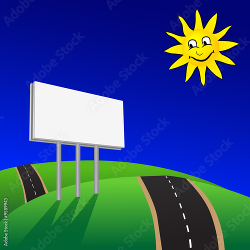 Advertising billboard on road