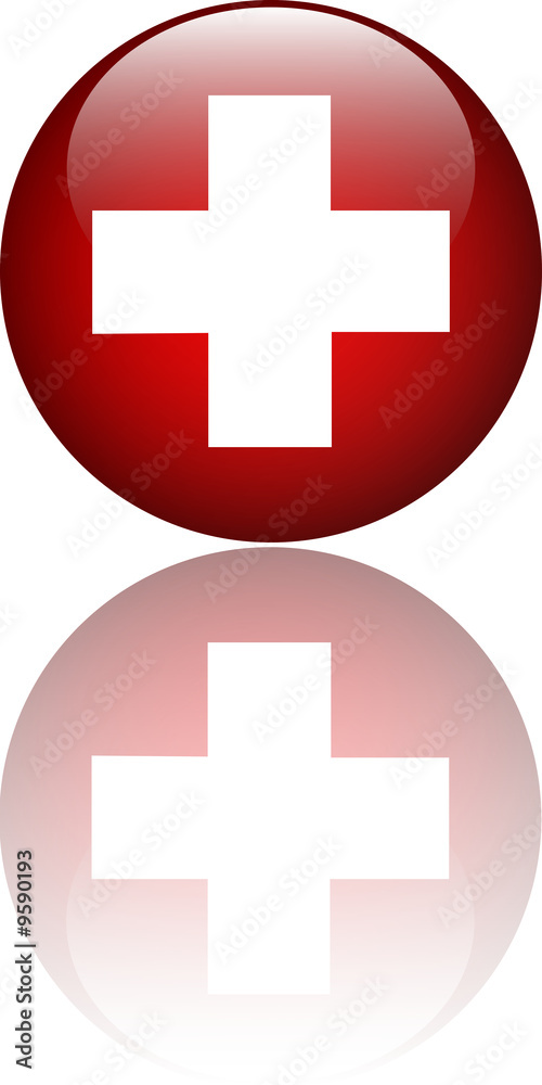 medical cross red button with reflection medical cross red button with reflection