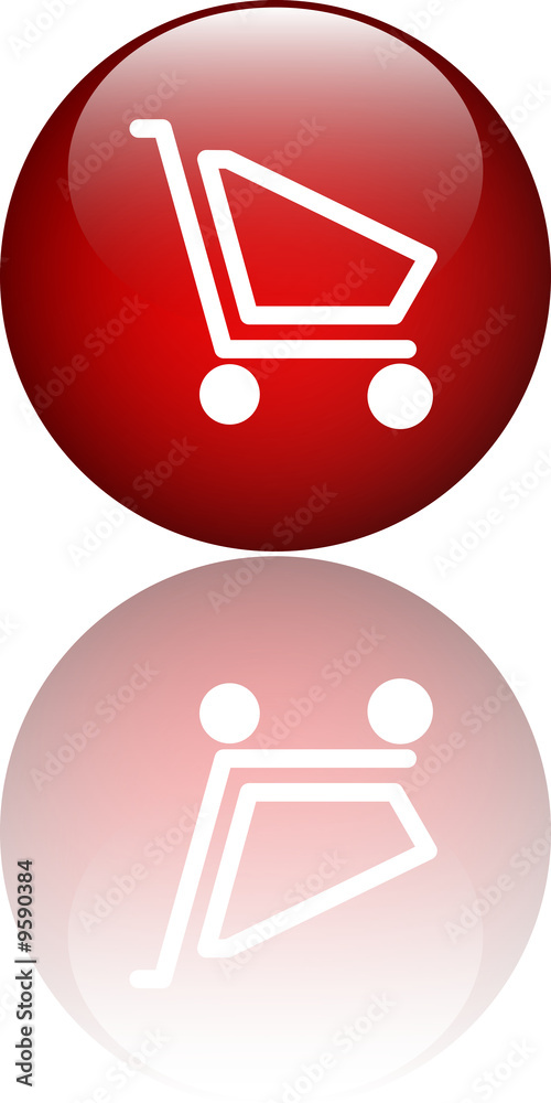 shopping red button with reflection shopping red button with reflection
