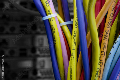 Color cables in the back of the server rack