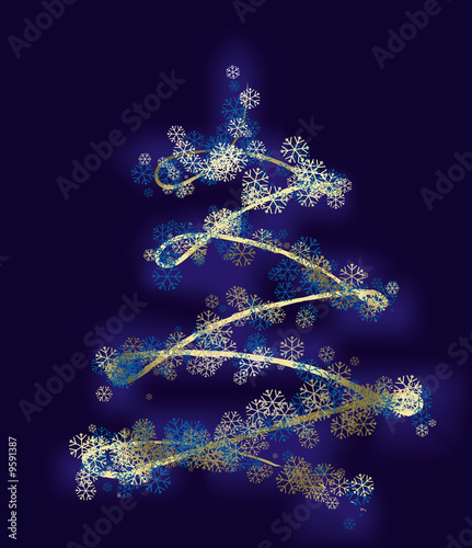 stylized xmas tree with gold stars