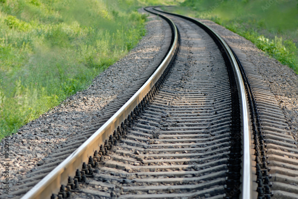 railroad tracks in a countryside