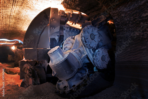 heading machine in a salt mine (underground mining) photo