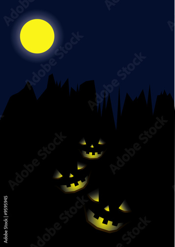 zucche di halloween nella notte