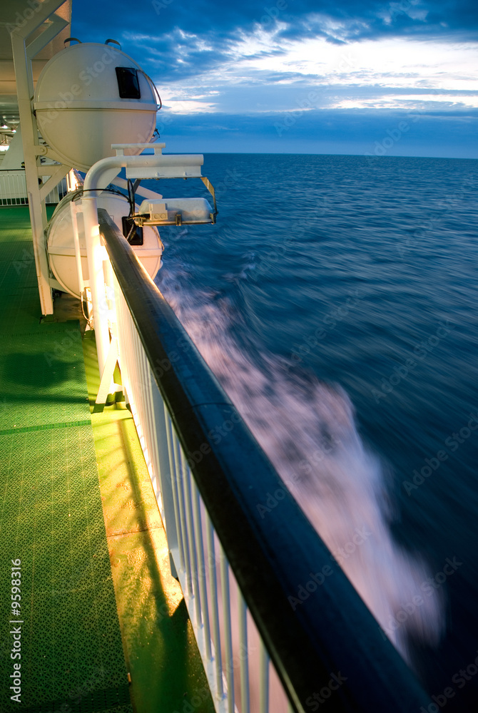 Before Sunrise at Ocean Cruise Ship, Water in Motion