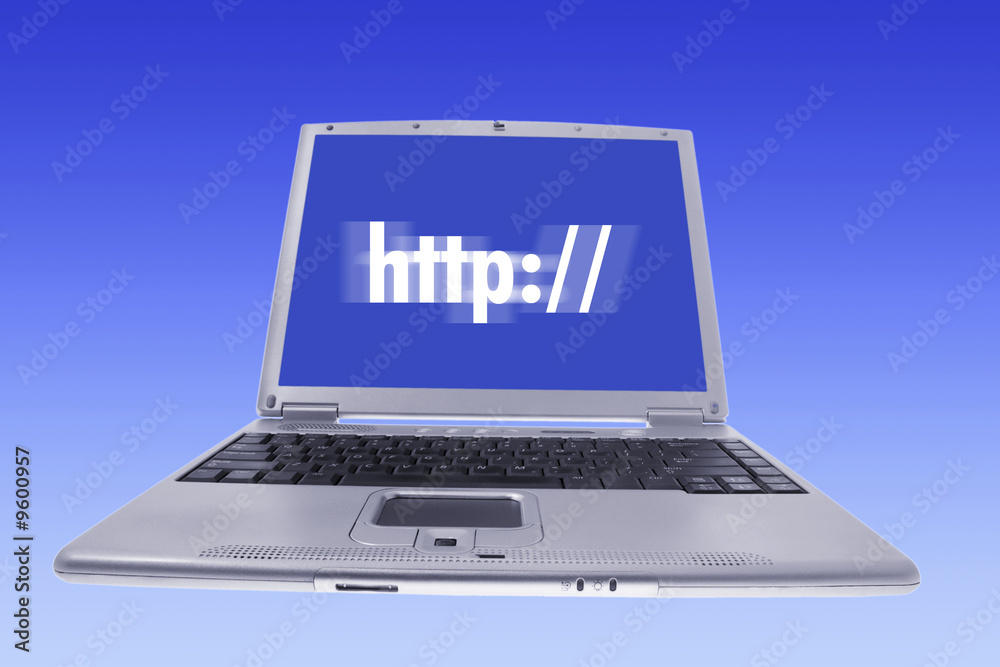 Computer Labtop on Gradual Blue Background Computer Labtop on Gradual Blue Background