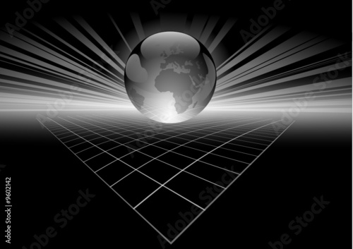 vecteur série - planète terre futuriste, lumière et fond noir