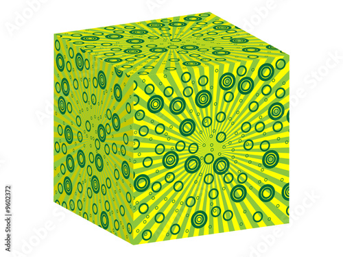 nice green cube with pattern on it