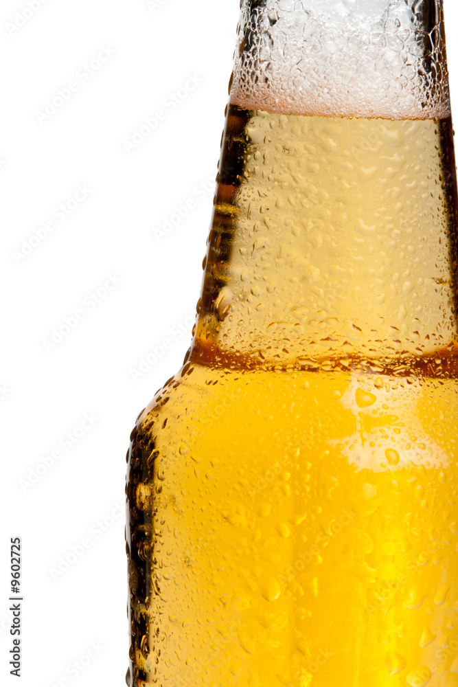 Beer bottle neck, with condensate, solated Beer bottle neck, with condensate, solated