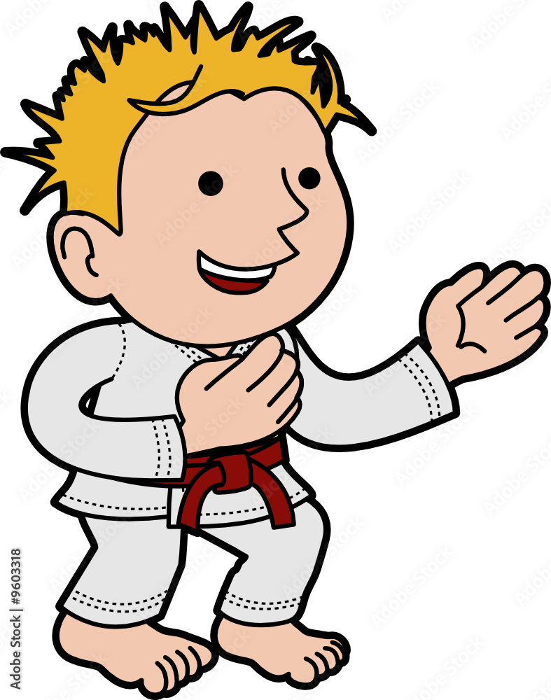 Illustration of boy doing karate