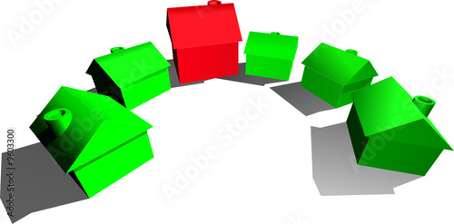 Illustration of hotel and houses