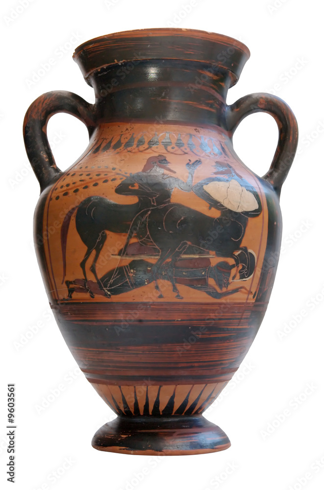 Ancient greek amphora isolated on white