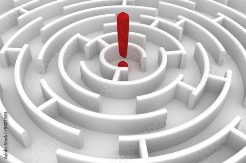 White circle labyrinth. 3D ...