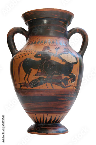 Ancient greek amphora isolated on white