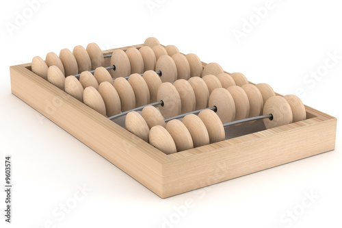 Old wooden abacus on a whit...
