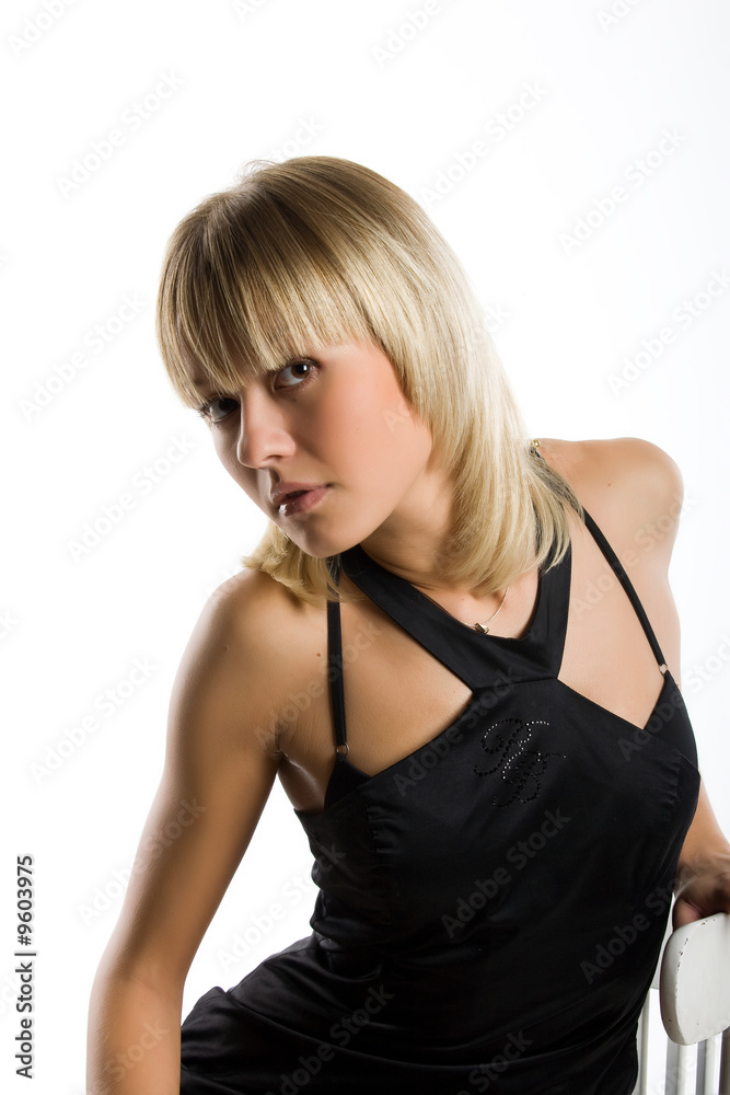Young emotional woman in black dress Young emotional woman in black dress