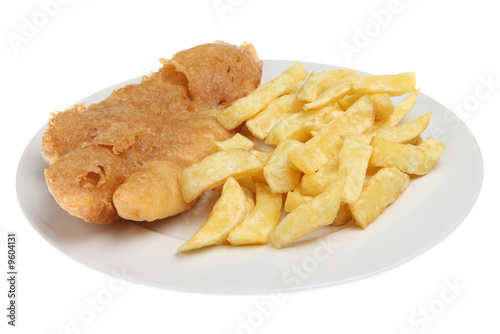 Deep-fried cod with chunky chips