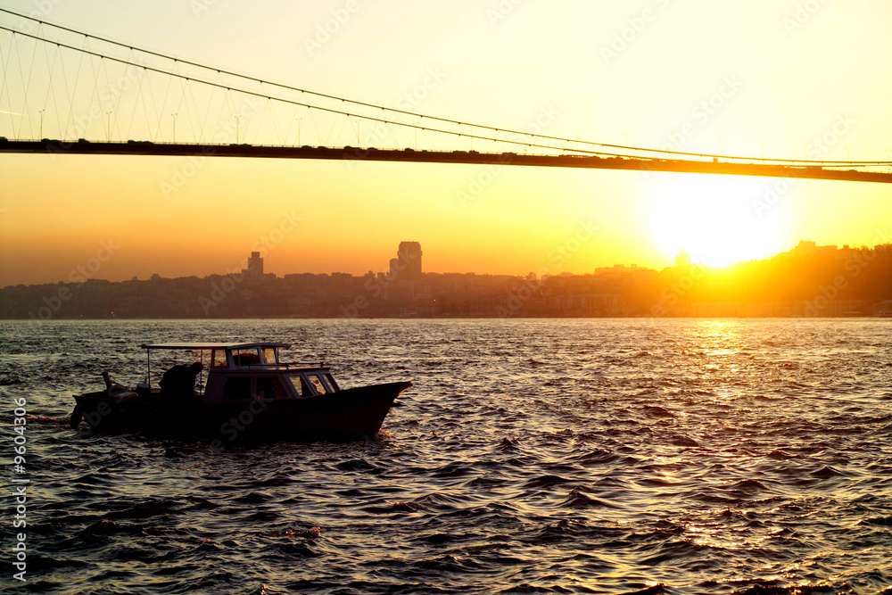 boat on bosphorus, marmara sea in istanbul, Turkey