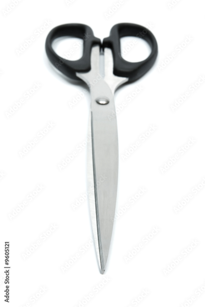 Modern metal scissors on a white background Modern metal scissors on a white background