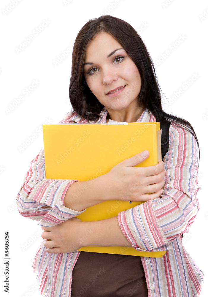 attractive brunette woman over white background attractive brunette woman over white background