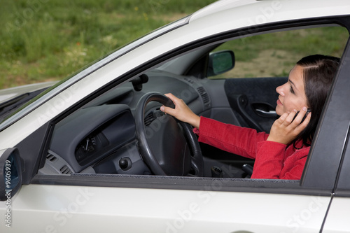 casual woman traveling by car
