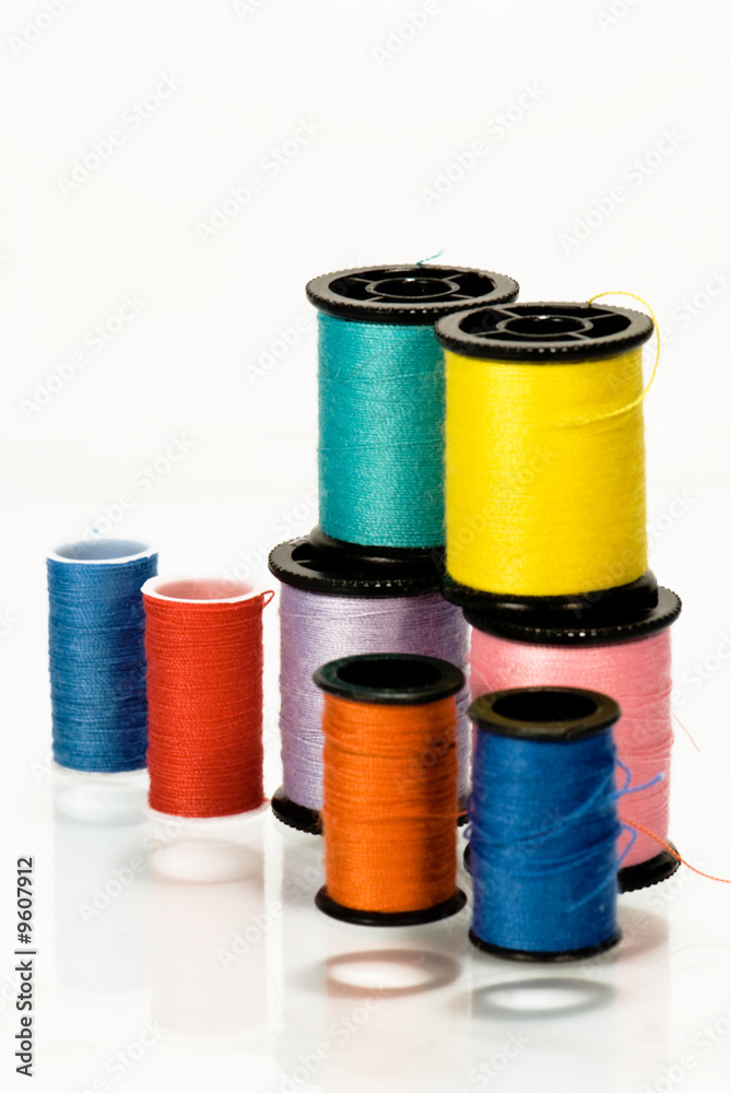 colorful threads isolated over white background colorful threads isolated over white background