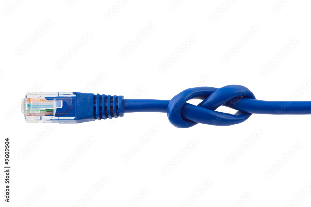 Internet cable with knot isolated on white background Internet cable with knot isolated on white background