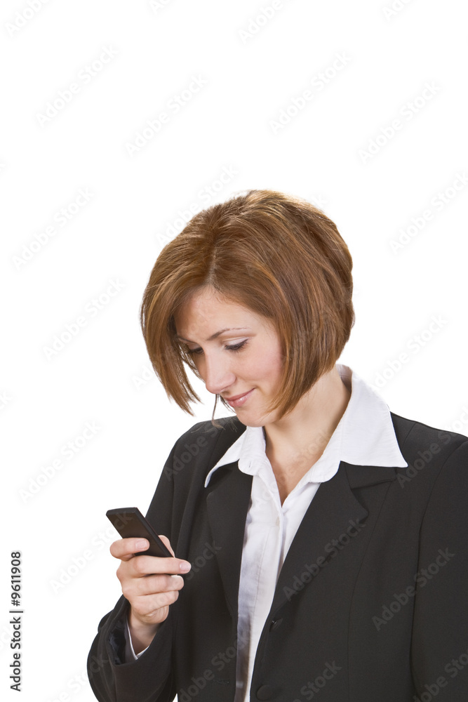 Young businesswoman checking her mobile phone. Young businesswoman checking her mobile phone.