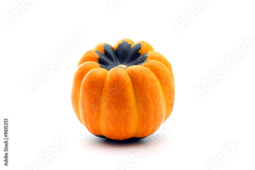 Orange and green autumn squash isolated on white