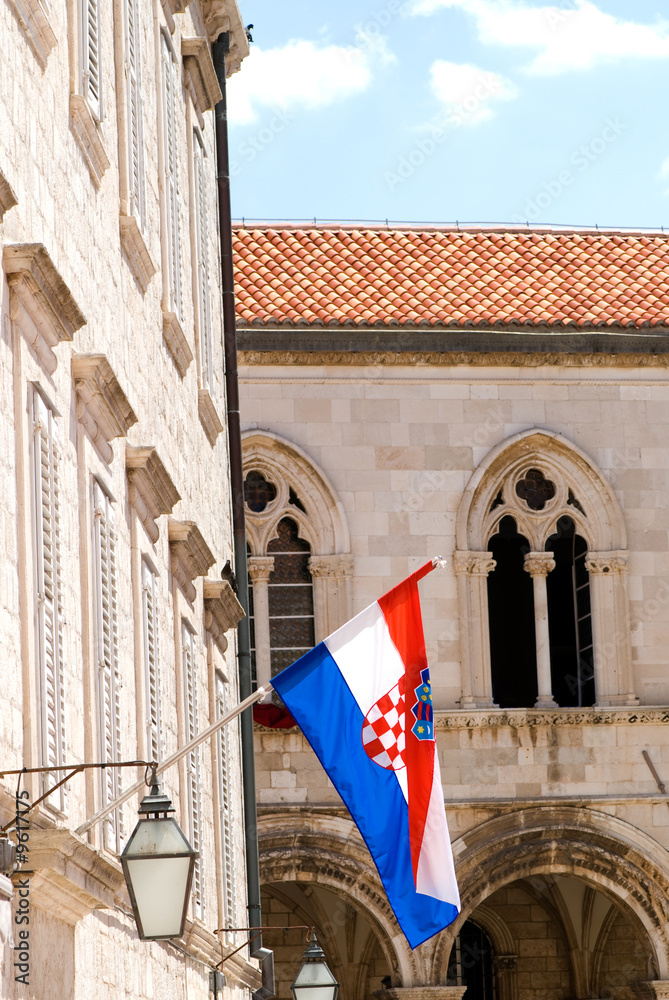 flag of croatia on the city hall