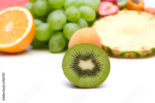 slice kiwi on fruits background