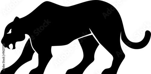 Black panther silhouette isolated on white background