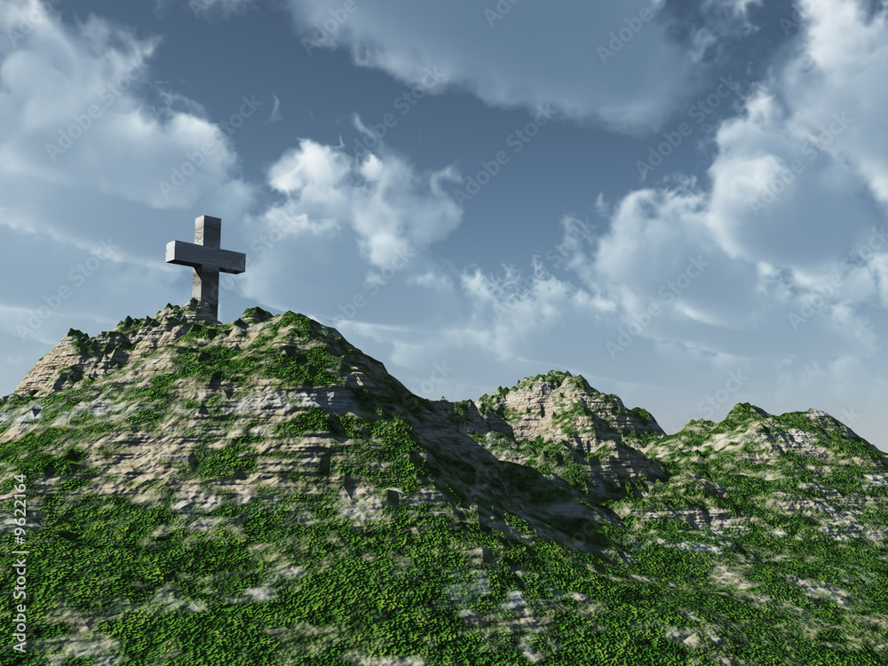 christian cross monument - 3d illustration