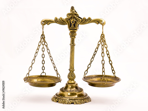 A photo of the scales of justice with a balance theme overlay