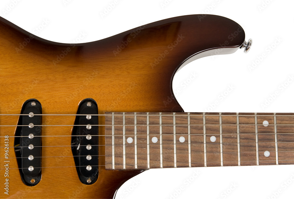 Obraz premium Part of colourful electric guitar isolated on white background