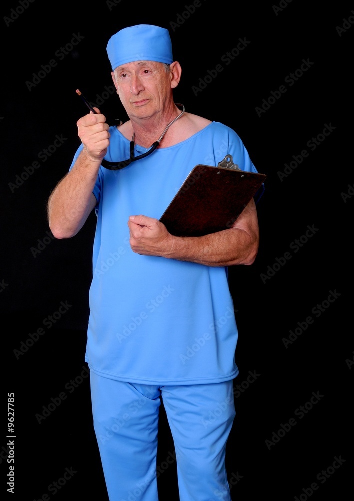 Senior doctor physician wearing scrubs