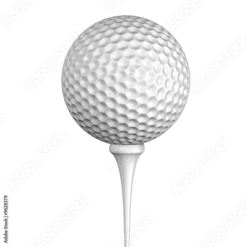 White golf ball isolated on white background
