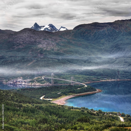 View over Narvik and mountains in Norway