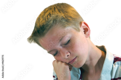 Konstfotografi Blond Haired Boy Dozing Off