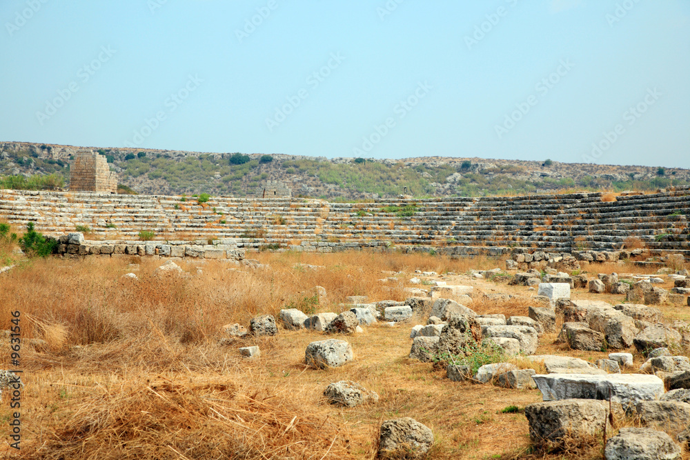 Turkey, Perge. Ruins of the Roman stadium.
