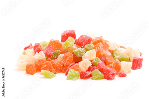 Candied fruits over white