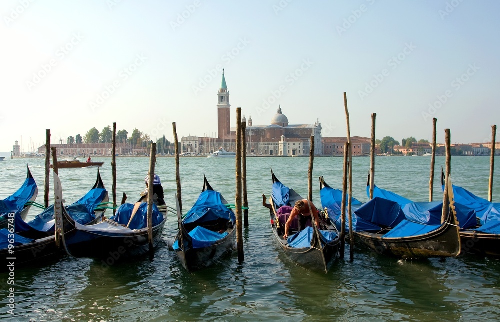 Venice. Morning. Grand canal. Gondolas