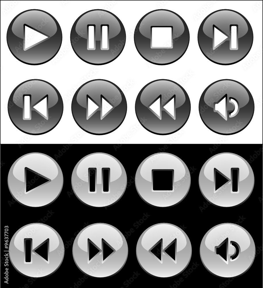 Black and white buttons for player Black and white buttons for player