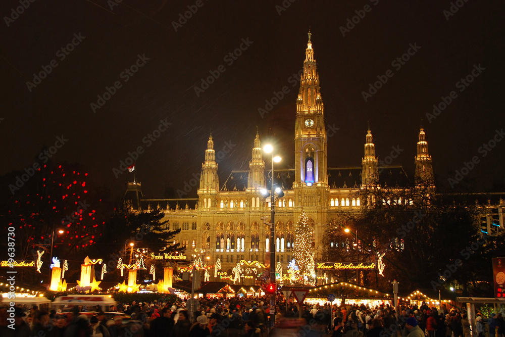 Christmastime town hall Vienna