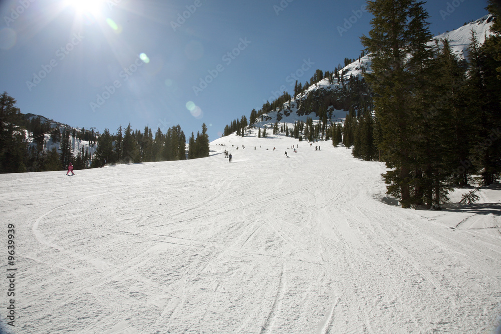 wide ski track at a california ski station
