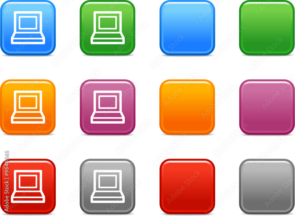 Color buttons with laptop icon Color buttons with laptop icon