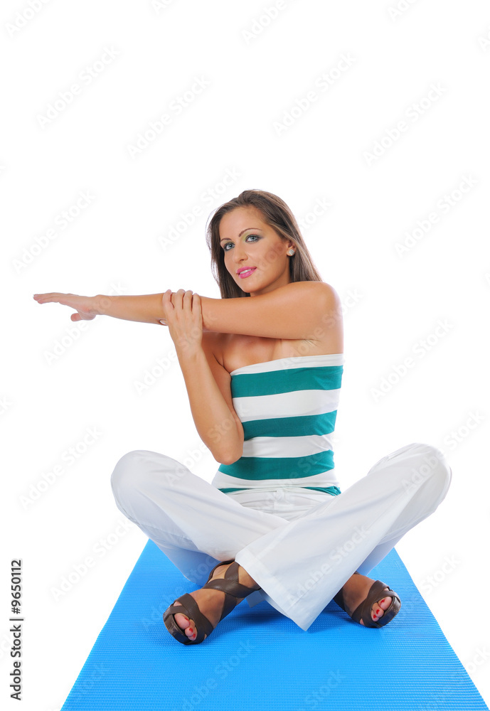 Yoga exercise, isolated on white Yoga exercise, isolated on white