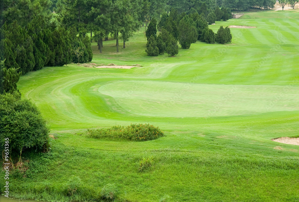 beautiful golf park.landscape of a green field with trees beautiful golf park.landscape of a green field with trees