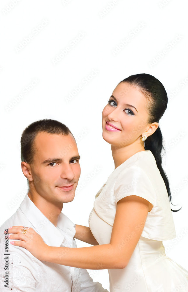 Young Girl and man isolated on white Young Girl and man isolated on white